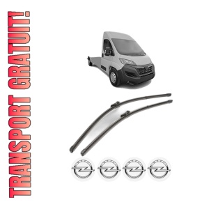 Set stergatoare OPEL MOVANO C Platform/Chassis (U9) din 2021-2023, pentru parbriz auto, 2 bucati, Valeo Silencio Xtrm, din cauciuc siliconat rezistent, 4 Stickere Auto OPEL