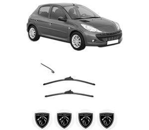 Set stergatoare PEUGEOT 206+ (2L_, 2M_) din 2009-2013, pentru parbriz auto, 2 bucati, Valeo Silencio, din cauciuc siliconat rezistent, 4 Stickere Auto PEUGEOT v34170