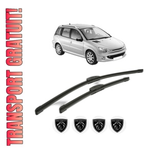 Set stergatoare PEUGEOT 206 SW (2E/K) din 2002-2008, pentru parbriz auto, 2 bucati, Bosch Aerotwin Retrofit, din cauciuc siliconat rezistent, 4 Stickere Auto PEUGEOT