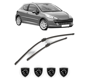 Set stergatoare PEUGEOT 207 (WA_, WC_) din 2006-2015, pentru parbriz auto, 2 bucati, Valeo Silencio Xtrm, din cauciuc siliconat rezistent, 4 Stickere Auto PEUGEOT v40290