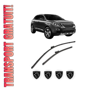 Set stergatoare PEUGEOT 3008 Van (MR_, MC_, MJ_) din 2016-2018, pentru parbriz auto, 2 bucati, Valeo Silencio, din cauciuc siliconat rezistent, 4 Stickere Auto PEUGEOT