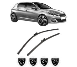 Set stergatoare PEUGEOT 308 II (LB_, LP_, LW_, LH_, L3_) din 2013-2021, pentru parbriz auto, 2 bucati, Valeo Silencio Xtrm, din cauciuc siliconat rezistent, 4 Stickere Auto PEUGEOT v38370