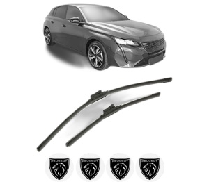 Set stergatoare PEUGEOT 308 III (FB_, FH_, FP_, F3_, FM_) din 2021-2025, pentru parbriz auto, 2 bucati, Bosch Aerotwin, din cauciuc siliconat rezistent, 4 Stickere Auto PEUGEOT v54105