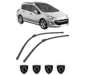 Set stergatoare PEUGEOT 308 SW I (4E_, 4H_) din 2007-2014, pentru parbriz auto, 2 bucati, Valeo Silencio Xtrm, din cauciuc siliconat rezistent, 4 Stickere Auto PEUGEOT v37650