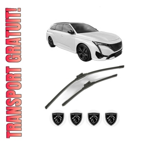 Set stergatoare PEUGEOT 308 SW III (FC_, FJ_, FR_, F4_, FN_) din 2021-2025, pentru parbriz auto, 2 bucati, Bosch Aerotwin, din cauciuc siliconat rezistent, 4 Stickere Auto PEUGEOT
