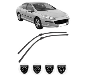 Set stergatoare PEUGEOT 407 (6D_) din 2004-2011, pentru parbriz auto, 2 bucati, Valeo Silencio Xtrm, din cauciuc siliconat rezistent, 4 Stickere Auto PEUGEOT v40410