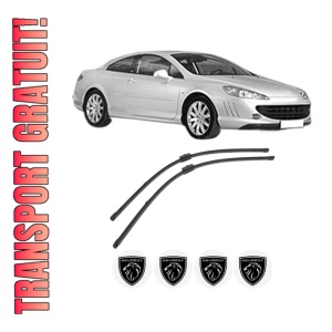 Set stergatoare PEUGEOT 407 Coupe (6C_) din 2005-2009, pentru parbriz auto, 2 bucati, Valeo Silencio Xtrm, din cauciuc siliconat rezistent, 4 Stickere Auto PEUGEOT