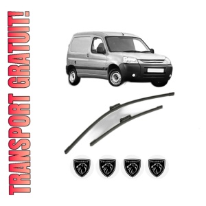 Set stergatoare PEUGEOT PARTNER Box Body/MPV din 2008-2016, pentru parbriz auto, 2 bucati, Bosch Aerotwin, din cauciuc siliconat rezistent, 4 Stickere Auto PEUGEOT