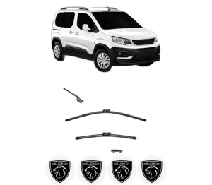 Set stergatoare PEUGEOT RIFTER din 2018-2023, pentru parbriz auto, 2 bucati, Valeo Silencio, din cauciuc siliconat rezistent, 4 Stickere Auto PEUGEOT v34830
