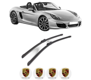 Set stergatoare PORSCHE BOXSTER (981) din 2012-2016, pentru parbriz auto, 2 bucati, Bosch Aerotwin, din cauciuc siliconat rezistent, 4 Stickere Auto PORSCHE v52665