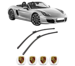 Set stergatoare PORSCHE BOXSTER (981) din 2012-2016, pentru parbriz auto, 2 bucati, Valeo Silencio, din cauciuc siliconat rezistent, 4 Stickere Auto PORSCHE v36750
