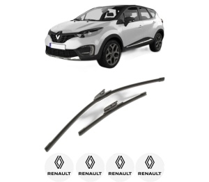 Set stergatoare RENAULT CAPTUR I (J5_, H5_) din 2013-2018, pentru parbriz auto, 2 bucati, Bosch Aerotwin, din cauciuc siliconat rezistent, 4 Stickere Auto RENAULT v52045