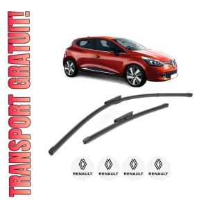 Set stergatoare RENAULT CLIO IV Grandtour (KH_) din 2012-2021, pentru parbriz auto, 2 bucati, Valeo Silencio Xtrm, din cauciuc siliconat rezistent, 4 Stickere Auto RENAULT - Img 1