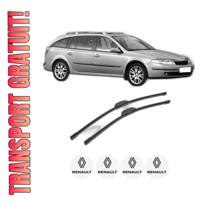 Set stergatoare RENAULT LAGUNA II Grandtour (KG0/1_) din 2001-2007, pentru parbriz auto, 2 bucati, Bosch Aerotwin Retrofit, din cauciuc siliconat rezistent, 4 Stickere Auto RENAULT