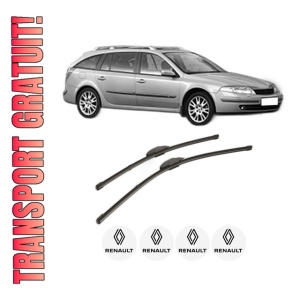 Set stergatoare RENAULT LAGUNA II Grandtour (KG0/1_) din 2001-2007, pentru parbriz auto, 2 bucati, Valeo Silencio Xtrm, din cauciuc siliconat rezistent, 4 Stickere Auto RENAULT