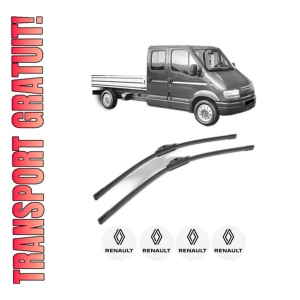 Set stergatoare RENAULT MASTER II Platform/Chassis (ED/HD/UD) din 1997-2011, pentru parbriz auto, 2 bucati, Bosch Aerotwin, din cauciuc siliconat rezistent, 4 Stickere Auto RENAULT