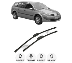 Set stergatoare RENAULT MEGANE II Estate Van (KM_) din 2003-2009, pentru parbriz auto, 2 bucati, Bosch Aerotwin Retrofit, din cauciuc siliconat rezistent, 4 Stickere Auto RENAULT v45305