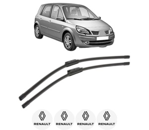 Set stergatoare RENAULT SCENIC III (JZ0/1_) din 2008-2016, pentru parbriz auto, 2 bucati, Bosch Aerotwin, din cauciuc siliconat rezistent, 4 Stickere Auto RENAULT v54345