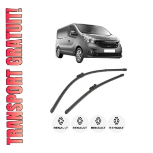 Set stergatoare RENAULT TRAFIC III Van (FG_) din 2014-2023, pentru parbriz auto, 2 bucati, Valeo Silencio Xtrm, din cauciuc siliconat rezistent, 4 Stickere Auto RENAULT