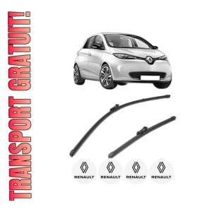 Set stergatoare RENAULT ZOE (BFM_) din 2012-2019, pentru parbriz auto, 2 bucati, Valeo Silencio Xtrm, din cauciuc siliconat rezistent, 4 Stickere Auto RENAULT