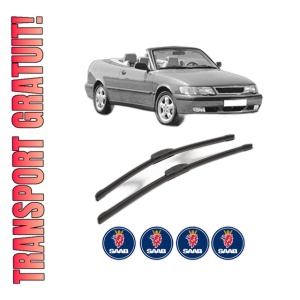 Set stergatoare SAAB 9-3 Cabriolet (YS3D) din 1998-2001, pentru parbriz auto, 2 bucati, Bosch Aerotwin Retrofit, din cauciuc siliconat rezistent, 4 Stickere Auto SAAB