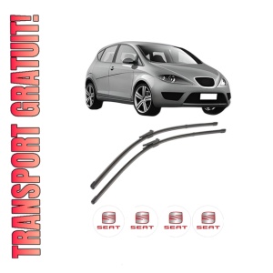 Set stergatoare SEAT ALTEA (5P1) din 2004-2015, pentru parbriz auto, 2 bucati, Valeo Silencio, din cauciuc siliconat rezistent, 4 Stickere Auto SEAT