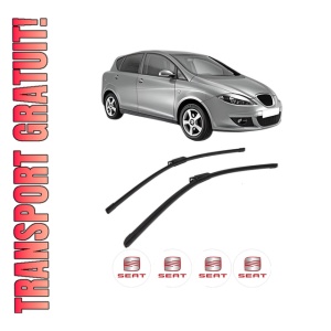 Set stergatoare SEAT TOLEDO III (5P2) din 2004-2009, pentru parbriz auto, 2 bucati, Bosch Aerotwin, din cauciuc siliconat rezistent, 4 Stickere Auto SEAT