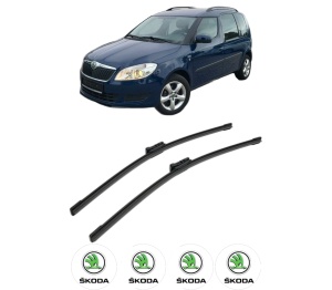 Set stergatoare SKODA ROOMSTER (5J7) din 2006-2015, pentru parbriz auto, 2 bucati, Bosch Aerotwin, din cauciuc siliconat rezistent, 4 Stickere Auto SKODA v51745