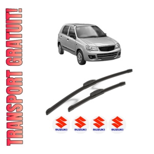Set stergatoare SUZUKI ALTO K10 din 2012, pentru parbriz auto, 2 bucati, Bosch Aerotwin Retrofit, din cauciuc siliconat rezistent, 4 Stickere Auto SUZUKI