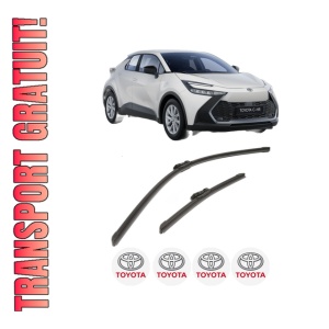 Set stergatoare TOYOTA C-HR (_X2_, _H2_) din 2023-2024, pentru parbriz auto, 2 bucati, Bosch Aerotwin, din cauciuc siliconat rezistent, 4 Stickere Auto TOYOTA