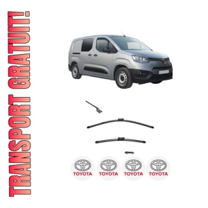 Set stergatoare TOYOTA PROACE CITY VERSO MPV (BKY_) din 2019-2024, pentru parbriz auto, 2 bucati, Valeo Silencio, din cauciuc siliconat rezistent, 4 Stickere Auto TOYOTA