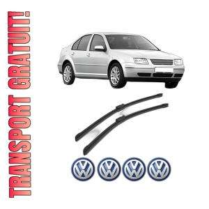 Set stergatoare Volkswagen BORA I (1J2) din 1998-2013, pentru parbriz auto, 2 bucati, Bosch Aerotwin, din cauciuc siliconat rezistent, 4 Stickere Auto Volkswagen - Img 1