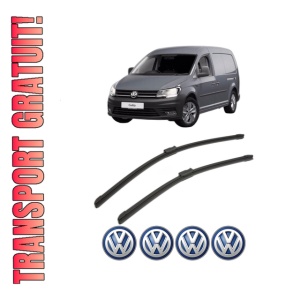 Set stergatoare Volkswagen CADDY III Box Body/MPV (2KA, 2KH, 2CA, 2CH) din 2004-2015, pentru parbriz auto, 2 bucati, Bosch Aerotwin, din cauciuc siliconat rezistent, 4 Stickere Auto Volkswagen