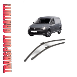 Set stergatoare Volkswagen CADDY IV MPV (SAB, SAJ) din 2015-2020, pentru parbriz auto, 2 bucati, Valeo Silencio Xtrm, din cauciuc siliconat rezistent, 4 Stickere Auto Volkswagen