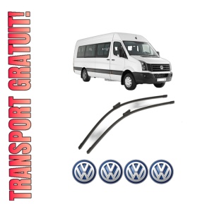 Set stergatoare Volkswagen CRAFTER Bus (SYI, SYJ) din 2016-2024, pentru parbriz auto, 2 bucati, Bosch Aerotwin, din cauciuc siliconat rezistent, 4 Stickere Auto Volkswagen