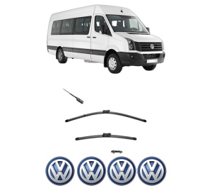 Set stergatoare Volkswagen CRAFTER Bus (SYI, SYJ) din 2016-2024, pentru parbriz auto, 2 bucati, Valeo Silencio, din cauciuc siliconat rezistent, 4 Stickere Auto Volkswagen v34890