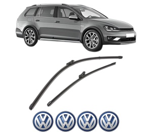 Set stergatoare Volkswagen GOLF ALLTRACK VII Variant (BA5, BV5) din 2014-2020, pentru parbriz auto, 2 bucati, Valeo Silencio Xtrm, din cauciuc siliconat rezistent, 4 Stickere Auto Volkswagen v37350