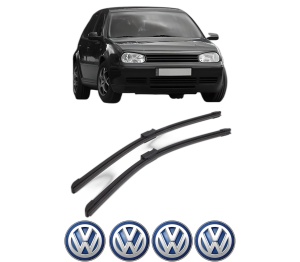 Set stergatoare Volkswagen GOLF IV Van (1J1) din 1997-2004, pentru parbriz auto, 2 bucati, Bosch Aerotwin, din cauciuc siliconat rezistent, 4 Stickere Auto Volkswagen v43725