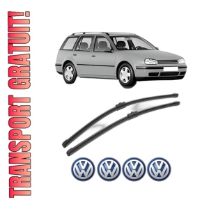 Set stergatoare Volkswagen GOLF IV Variant (1J5) din 1999-2006, pentru parbriz auto, 2 bucati, Valeo Silencio Xtrm, din cauciuc siliconat rezistent, 4 Stickere Auto Volkswagen