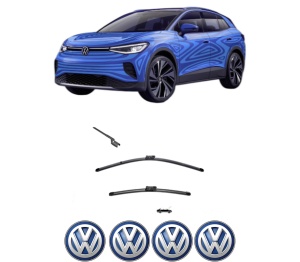 Set stergatoare Volkswagen ID.4 (E21) din 2020-2023, pentru parbriz auto, 2 bucati, Valeo Silencio, din cauciuc siliconat rezistent, 4 Stickere Auto Volkswagen v36510