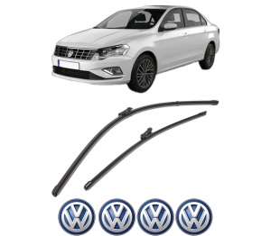 Set stergatoare Volkswagen JETTA IV (162, 163, AV3, AV2) din 2010-2018, pentru parbriz auto, 2 bucati, Valeo Silencio Xtrm, din cauciuc siliconat rezistent, 4 Stickere Auto Volkswagen v37290