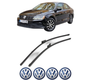 Set stergatoare Volkswagen JETTA VII Saloon (BU3, BU4) din 2017, pentru parbriz auto, 2 bucati, Valeo Silencio Xtrm, din cauciuc siliconat rezistent, 4 Stickere Auto Volkswagen v38970