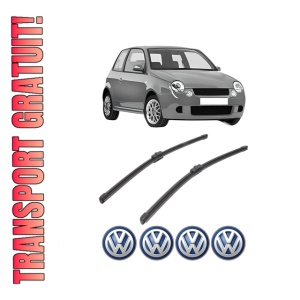 Set stergatoare Volkswagen LUPO I (6X1, 6E1) din 1998-2005, pentru parbriz auto, 2 bucati, Valeo Silencio, din cauciuc siliconat rezistent, 4 Stickere Auto Volkswagen