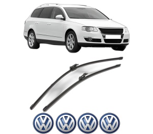 Set stergatoare Volkswagen PASSAT B6 Variant (3C5) din 2005-2011, pentru parbriz auto, 2 bucati, Valeo Silencio Xtrm, din cauciuc siliconat rezistent, 4 Stickere Auto Volkswagen v39330