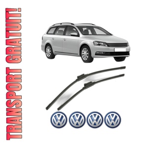 Set stergatoare Volkswagen PASSAT B7 Variant (365) din 2010-2015, pentru parbriz auto, 2 bucati, Bosch Aerotwin, din cauciuc siliconat rezistent, 4 Stickere Auto Volkswagen