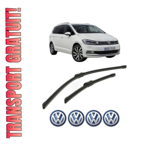 Set stergatoare Volkswagen TOURAN VAN (5T1) din 2020, pentru parbriz auto, 2 bucati, Bosch Aerotwin, din cauciuc siliconat rezistent, 4 Stickere Auto Volkswagen