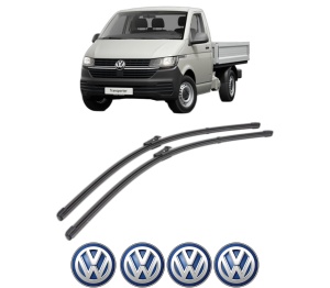 Set stergatoare Volkswagen TRANSPORTER T5 Platform/Chassis (7JD, 7JE, 7JL, 7JY, 7JZ, 7F din 2003-2015, pentru parbriz auto, 2 bucati, Valeo Silencio, din cauciuc siliconat rezistent, 4 Stickere Auto Volkswagen v36330