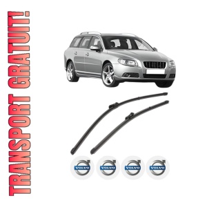 Set stergatoare VOLVO V70 III (135) din 2007-2016, pentru parbriz auto, 2 bucati, Valeo Silencio Xtrm, din cauciuc siliconat rezistent, 4 Stickere Auto VOLVO