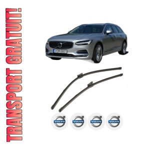 Set stergatoare VOLVO V90 II Estate (235) din 2016-2022, pentru parbriz auto, 2 bucati, Valeo Silencio Xtrm, din cauciuc siliconat rezistent, 4 Stickere Auto VOLVO