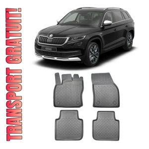 Skoda Kodiaq, Suv, Din 03.2017 - Prezent , Set Covorase Auto Tip Tavita Premium 3D, din cauciuc